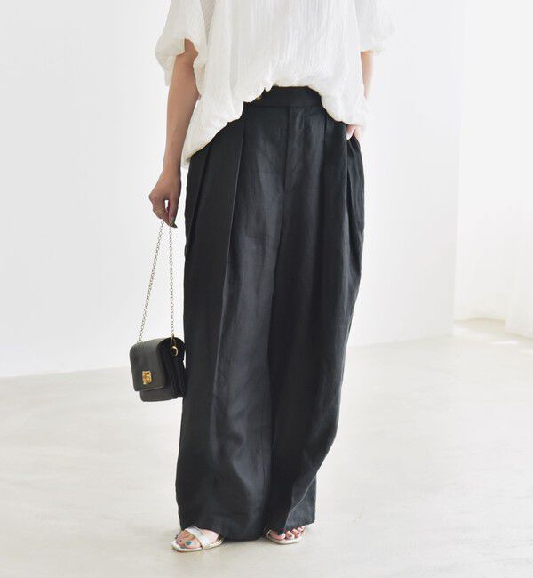 quaranciel「quaranciel:〈洗濯機可能〉ヨーロピアンフラックス リネン タック ワイド パンツ」|その他|