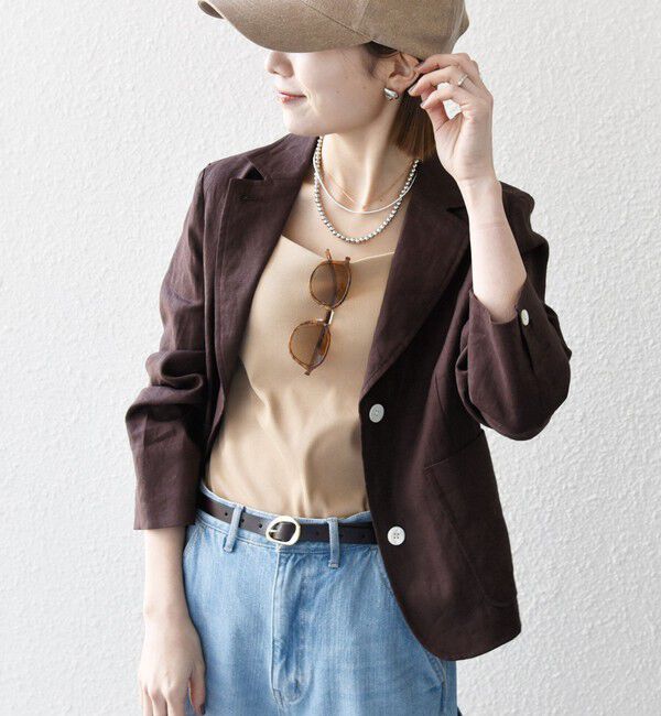 SHIPS any「SHIPS any:〈洗濯機可能〉ヨーロピアンフラックス リネン コンパクト テーラード ジャケット」|テーラードジャケット|