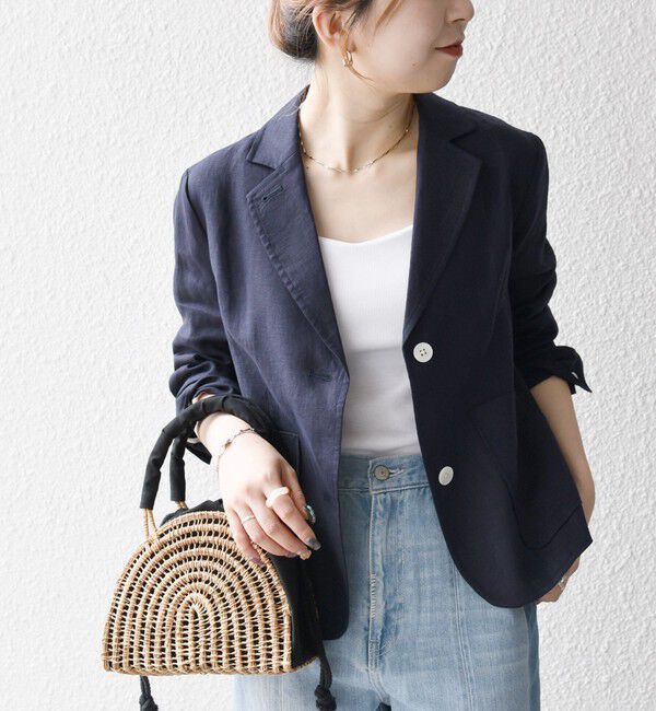 SHIPS any「SHIPS any:〈洗濯機可能〉ヨーロピアンフラックス リネン コンパクト テーラード ジャケット」|テーラードジャケット|