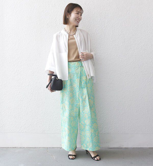 SHIPS any「SHIPS any:〈洗濯機可能〉Les Olivades ボタニカル プリント ベルト ラップ セミワイド パンツ」|その他|