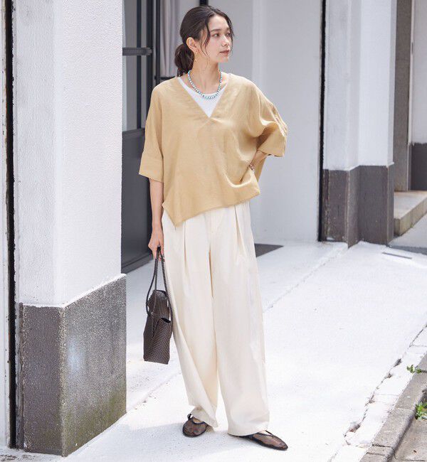 SHIPS for women「【一部WEB限定】〈手洗い可能〉IMPERIAL LINEN スキッパー ブラウス」|シャツ・ブラウス|