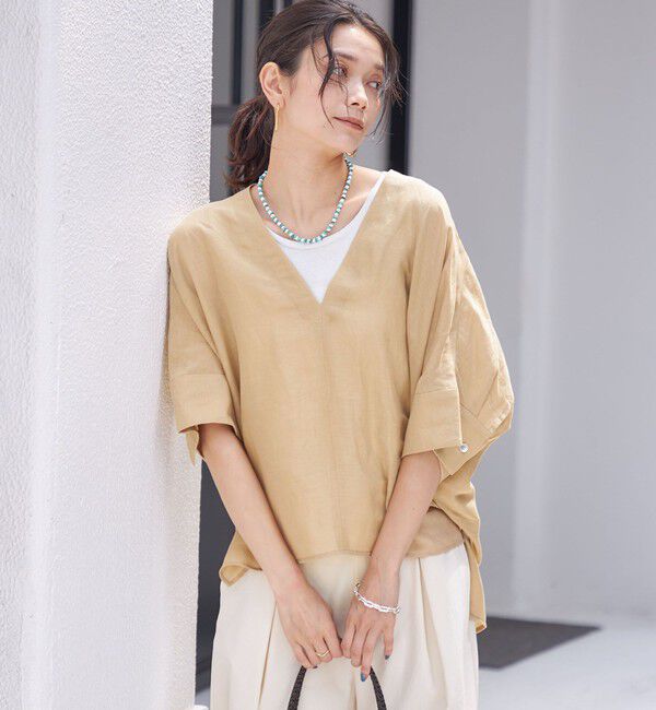 SHIPS for women「【一部WEB限定】〈手洗い可能〉IMPERIAL LINEN スキッパー ブラウス」|シャツ・ブラウス|