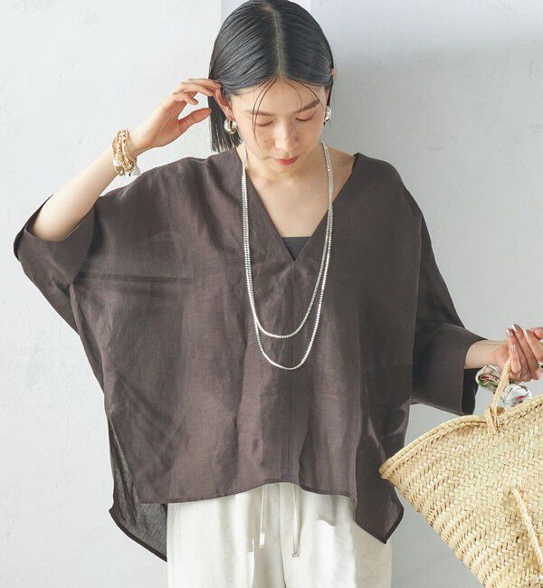 SHIPS for women「【一部WEB限定】〈手洗い可能〉IMPERIAL LINEN スキッパー ブラウス」|シャツ・ブラウス|