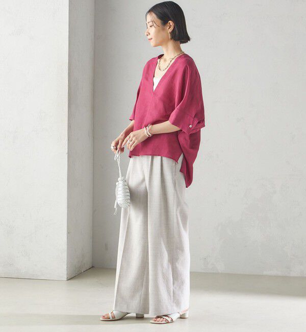 SHIPS for women「【一部WEB限定】〈手洗い可能〉IMPERIAL LINEN スキッパー ブラウス」|シャツ・ブラウス|