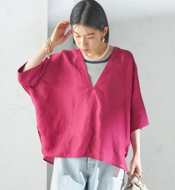 SHIPS for women「【一部WEB限定】〈手洗い可能〉IMPERIAL LINEN スキッパー ブラウス」|シャツ・ブラウス|