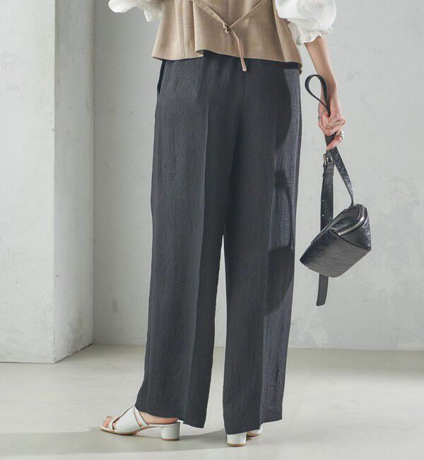 SHIPS for women「〈接触冷感/吸水速乾〉アセテート ワッシャー ウエスト デザイン パンツ」|スラックス|