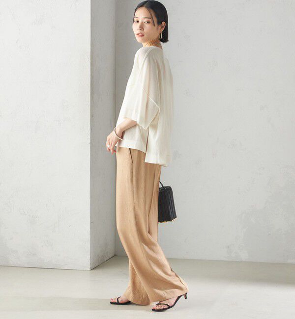 SHIPS for women「〈接触冷感/吸水速乾〉アセテート ワッシャー ウエスト デザイン パンツ」|スラックス|