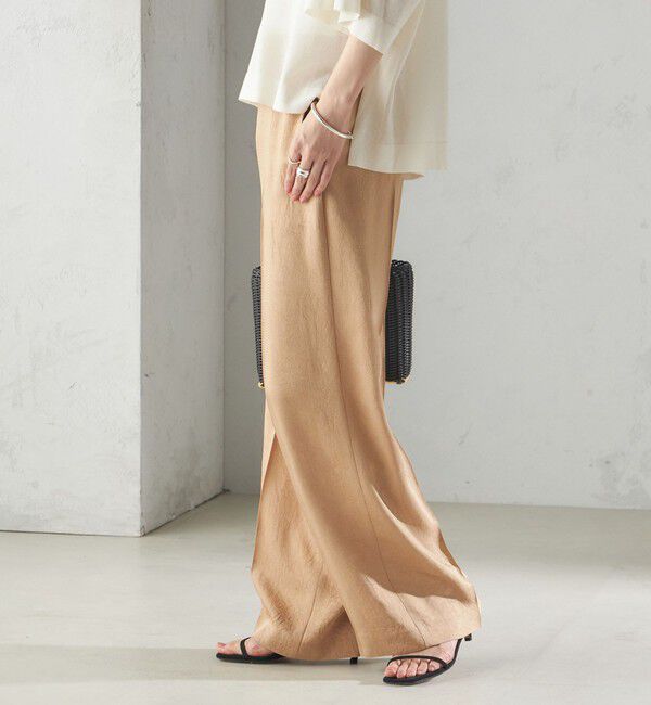 SHIPS for women「〈接触冷感/吸水速乾〉アセテート ワッシャー ウエスト デザイン パンツ」|スラックス|