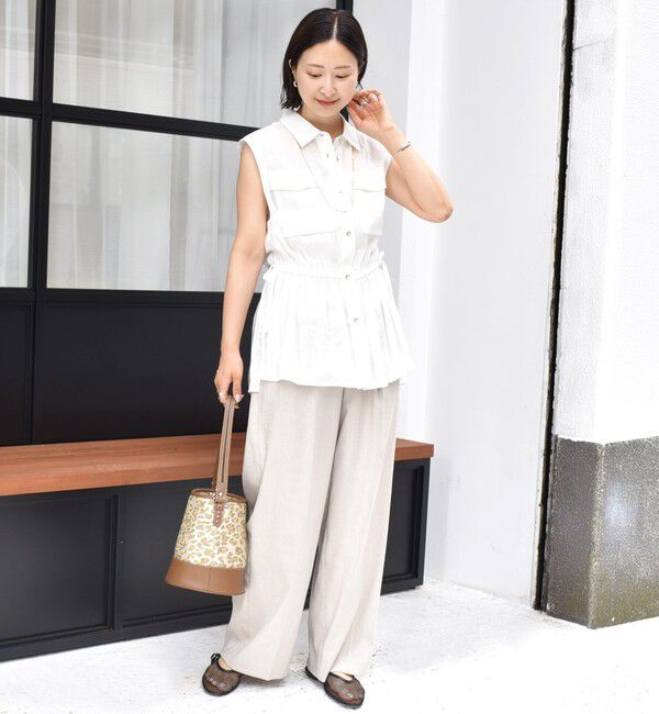 SHIPS for women「〈手洗い可能〉IMPERIAL LINEN Wポケット ノースリーブ シャツ」|シャツ・ブラウス|