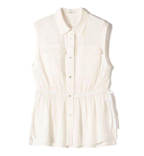 SHIPS for women「〈手洗い可能〉IMPERIAL LINEN Wポケット ノースリーブ シャツ」|シャツ・ブラウス|