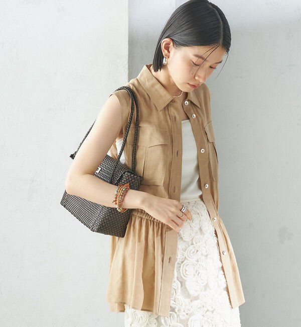 SHIPS for women「〈手洗い可能〉IMPERIAL LINEN Wポケット ノースリーブ シャツ」|シャツ・ブラウス|