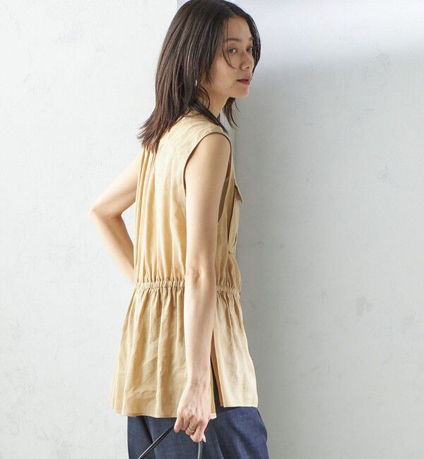 SHIPS for women「〈手洗い可能〉IMPERIAL LINEN Wポケット ノースリーブ シャツ」|シャツ・ブラウス|