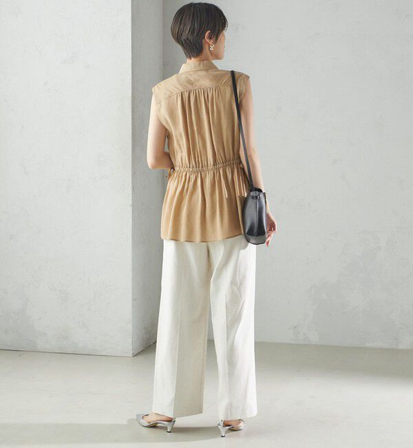 SHIPS for women「〈手洗い可能〉IMPERIAL LINEN Wポケット ノースリーブ シャツ」|シャツ・ブラウス|