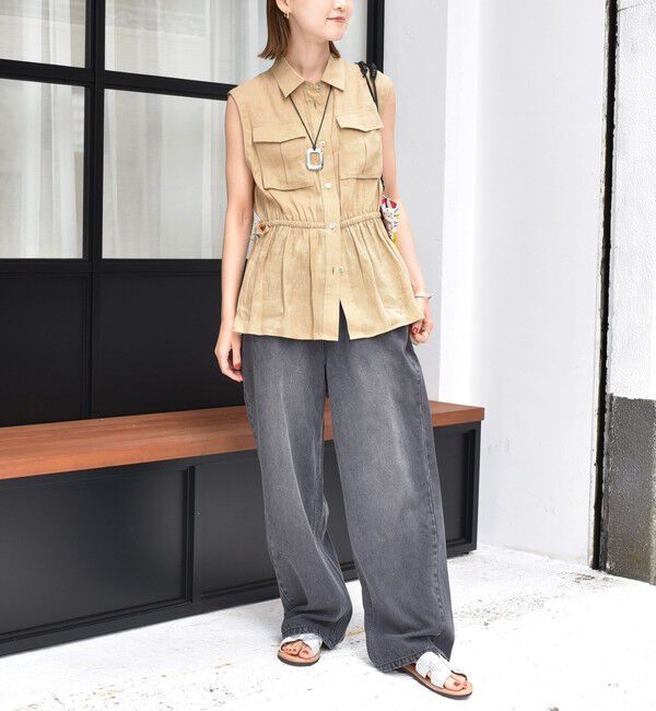 SHIPS for women「〈手洗い可能〉IMPERIAL LINEN Wポケット ノースリーブ シャツ」|シャツ・ブラウス|