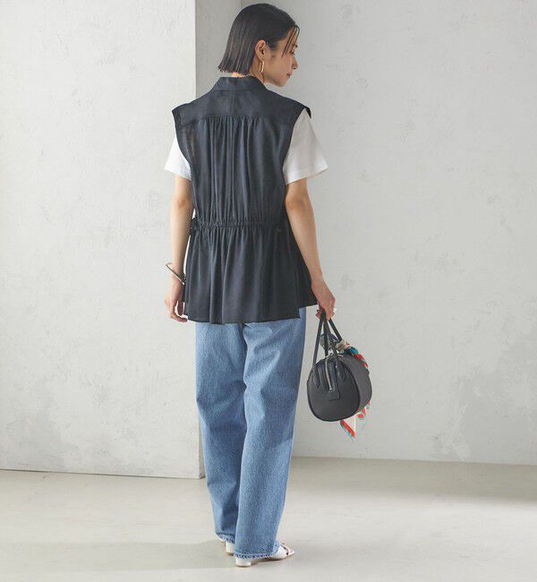 SHIPS for women「〈手洗い可能〉IMPERIAL LINEN Wポケット ノースリーブ シャツ」|シャツ・ブラウス|