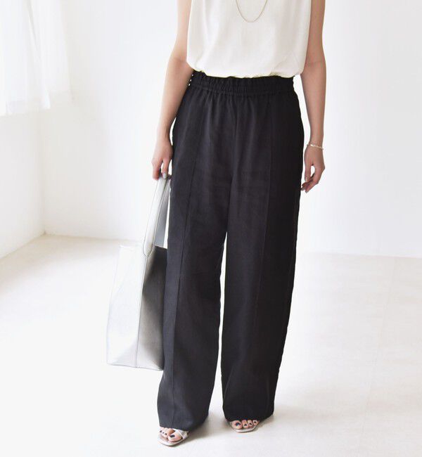 quaranciel「quaranciel:〈洗濯機可能〉ラミー ピンタック ワイド イージー パンツ」|その他|