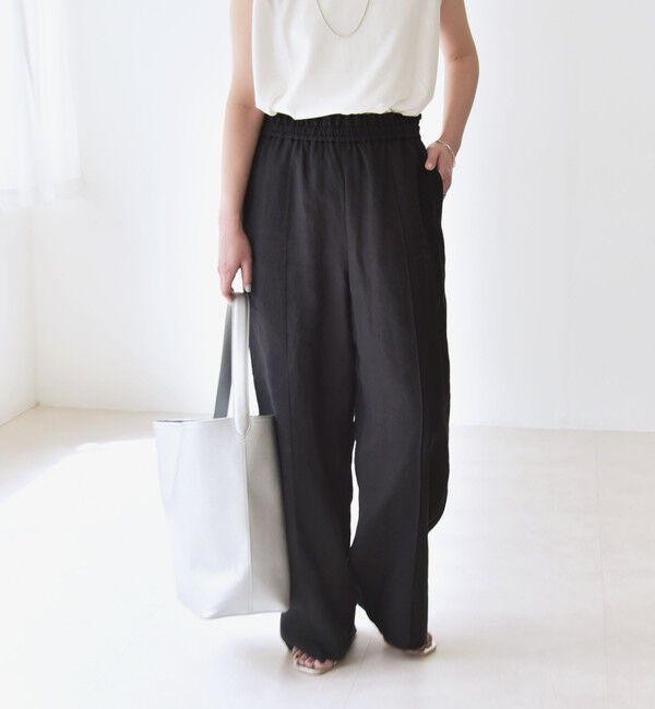 quaranciel「quaranciel:〈洗濯機可能〉ラミー ピンタック ワイド イージー パンツ」|その他|