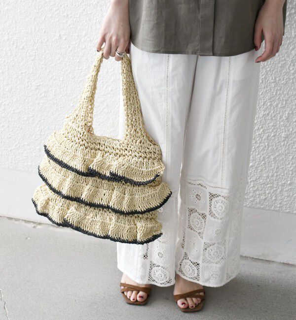 SHIPS any「《一部追加予約》【WEB限定】SHIPS any: バイカラー フリル ペーパー トート バッグ」|トートバッグ|