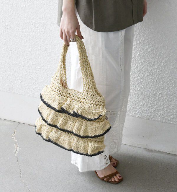 SHIPS any「《一部追加予約》【WEB限定】SHIPS any: バイカラー フリル ペーパー トート バッグ」|トートバッグ|