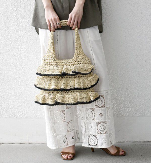 SHIPS any「《一部追加予約》【WEB限定】SHIPS any: バイカラー フリル ペーパー トート バッグ」|トートバッグ|