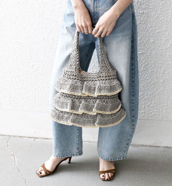 SHIPS any「《一部追加予約》【WEB限定】SHIPS any: バイカラー フリル ペーパー トート バッグ」|トートバッグ|