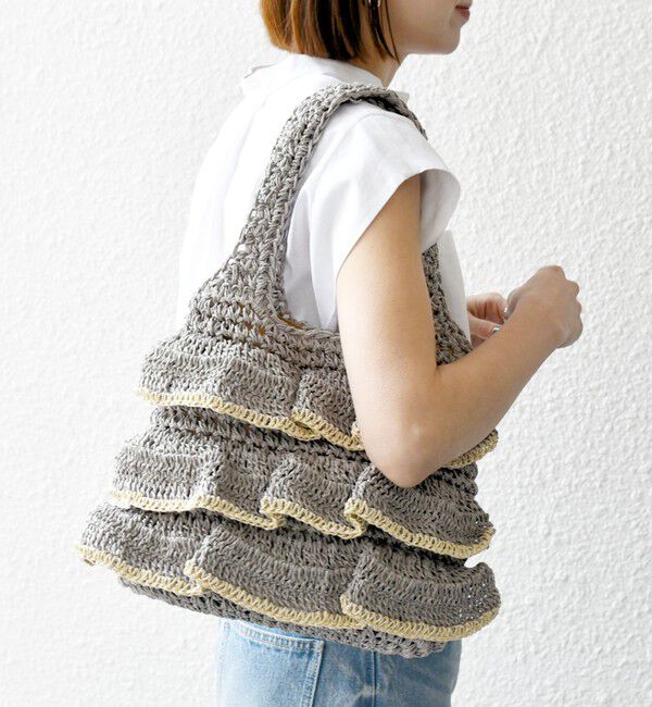 SHIPS any「《一部追加予約》【WEB限定】SHIPS any: バイカラー フリル ペーパー トート バッグ」|トートバッグ|