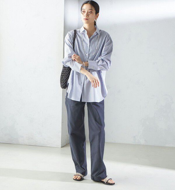 SHIPS for women「SHIPS Primary Navy Label:コットン タイプライター ビッグ シャツ」|シャツ・ブラウス|