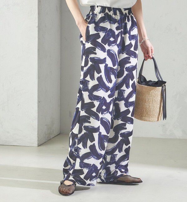 SHIPS for women「〈手洗い可能〉サテン プリント ドロスト パンツ」|その他|