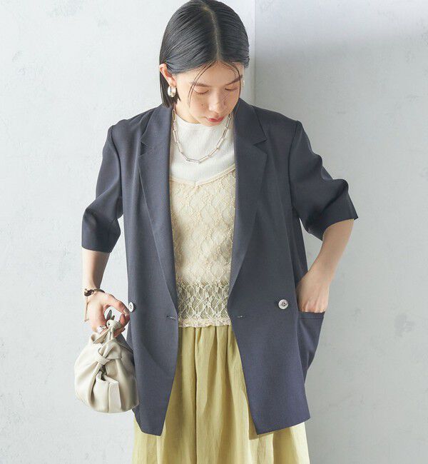 SHIPS for women「〈手洗い可能〉ダブル 半袖 ジャケット」|テーラードジャケット|