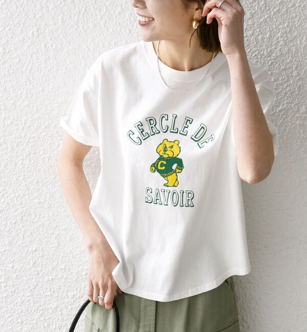 SHIPS any「【WEB限定/SHIPS any別注】THE KNiTS:〈洗濯機可能〉ラウンドヘム プリント ショート TEE」|Tシャツ・カットソー|