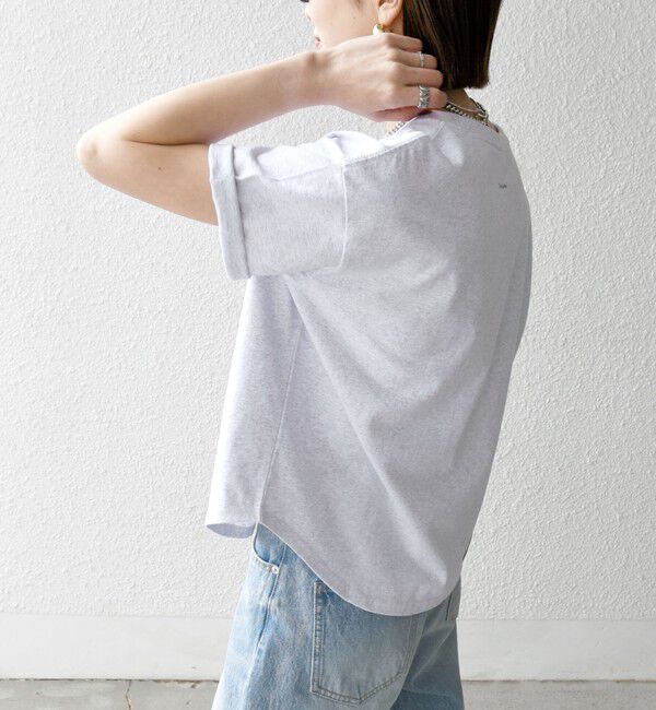 SHIPS any「【WEB限定/SHIPS any別注】THE KNiTS:〈洗濯機可能〉ラウンドヘム プリント ショート TEE」|Tシャツ・カットソー|