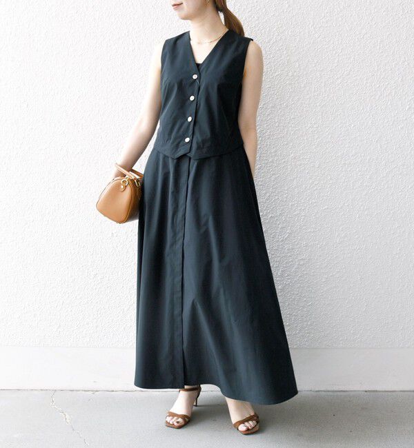 SHIPS any「SHIPS any:〈洗濯機可能〉タイプライター ジレ レイヤードデザイン ワンピース」|ワンピース|