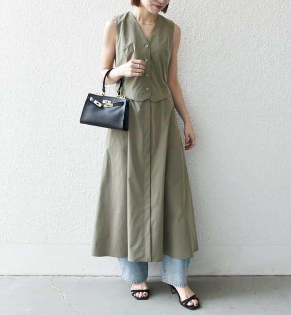 SHIPS any「SHIPS any:〈洗濯機可能〉タイプライター ジレ レイヤードデザイン ワンピース」|ワンピース|