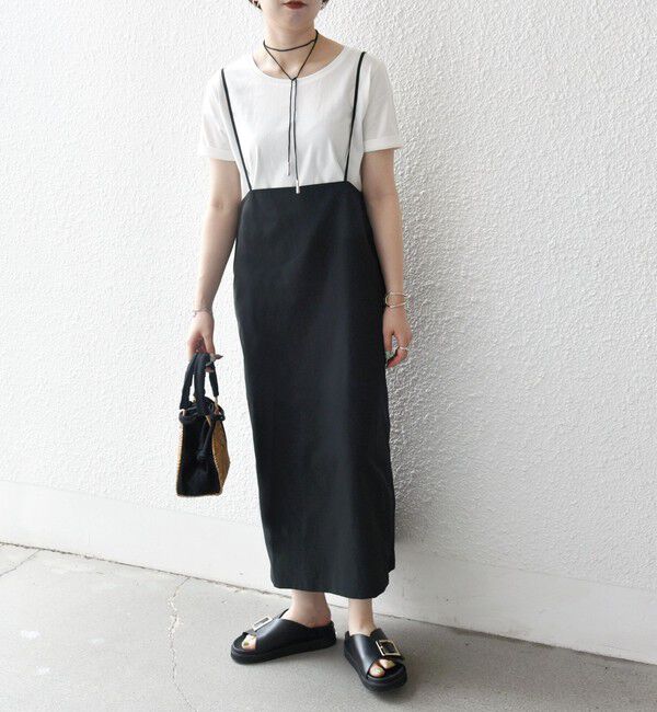 SHIPS any「SHIPS any:〈洗濯機可能〉Iライン キャミ ワンピース &times; ベーシック TEE セット」|ジャンパースカート|