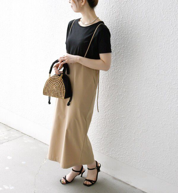 SHIPS any「SHIPS any:〈洗濯機可能〉Iライン キャミ ワンピース &times; ベーシック TEE セット」|ジャンパースカート|ベージュ