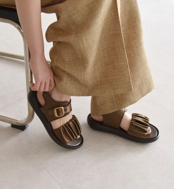 quaranciel「quaranciel: ギャザー デザイン ベルト サンダル」|サンダル|