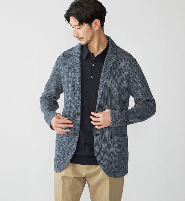 SHIPS「【SHIPS別注】FLY3: コットン/リネン ヘリンボーン ニット ブレザー」|テーラードジャケット|