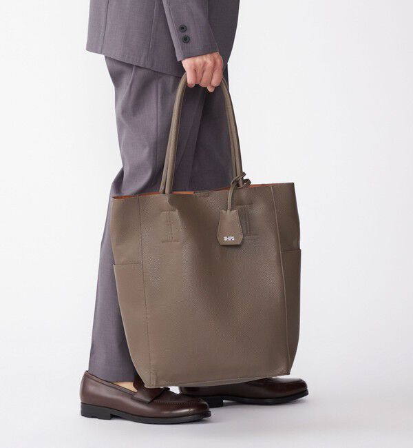 SHIPS「【WEB限定】SHIPS: 合成皮革 ヴァーティカル ビズ トート バッグ (クラッチバッグ付き)」|トートバッグ|