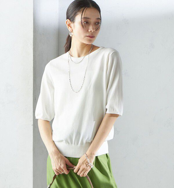 SHIPS for women「〈接触冷感 / 手洗い可能〉アイスコットン ショート スリーブ プルオーバー」|ニット・セーター|