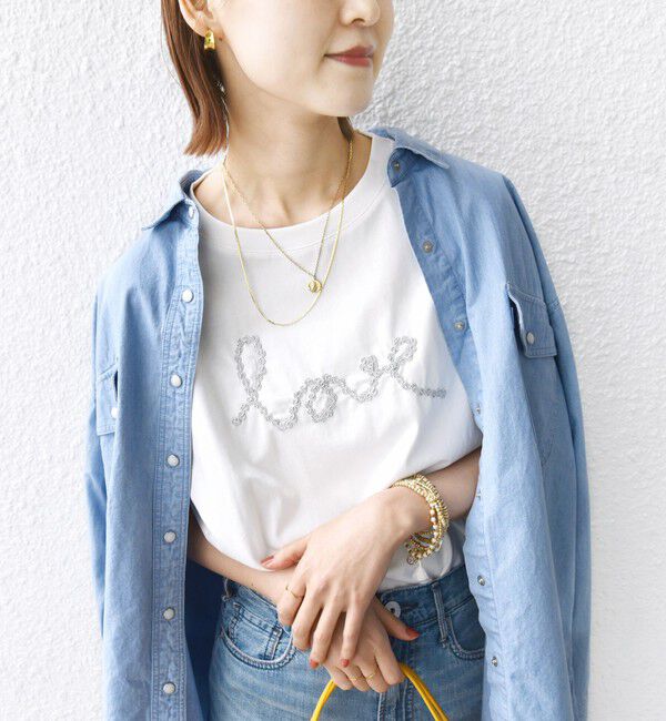 SHIPS for women「【WEB限定】ファンシー コード 刺繍 ロゴ TEE」|Tシャツ・カットソー|