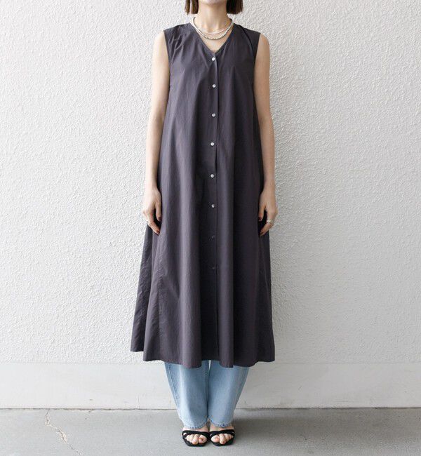 SHIPS any「SHIPS any:〈洗濯機可能〉ポプリン Vネック Aライン ノースリーブ ワンピース」|ワンピース|