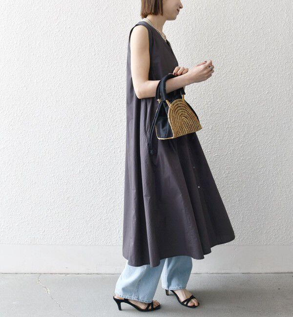 SHIPS any「SHIPS any:〈洗濯機可能〉ポプリン Vネック Aライン ノースリーブ ワンピース」|ワンピース|