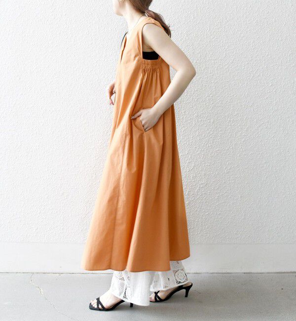 SHIPS any「SHIPS any:〈洗濯機可能〉ポプリン Vネック Aライン ノースリーブ ワンピース」|ワンピース|