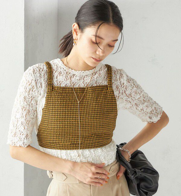 SHIPS for women「〈手洗い可能〉ラッセル レース クルーネック 5分袖 カットソー」|Tシャツ・カットソー|