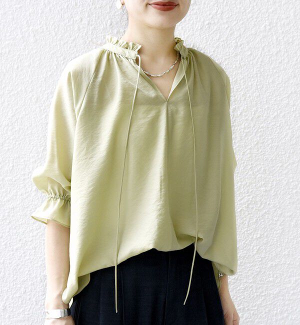 SHIPS for women「〈洗濯機可能〉前後 2WAY フリル リボン シアー ブラウス」|シャツ・ブラウス|