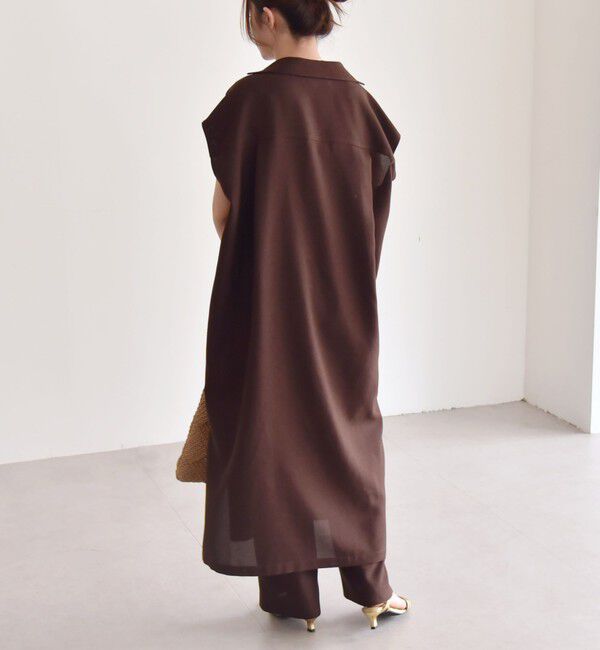 quaranciel「quaranciel:〈洗濯機可能〉リネン ライク スキッパー シャツ ワンピース＆パンツ セットアップ」|ワンピース|