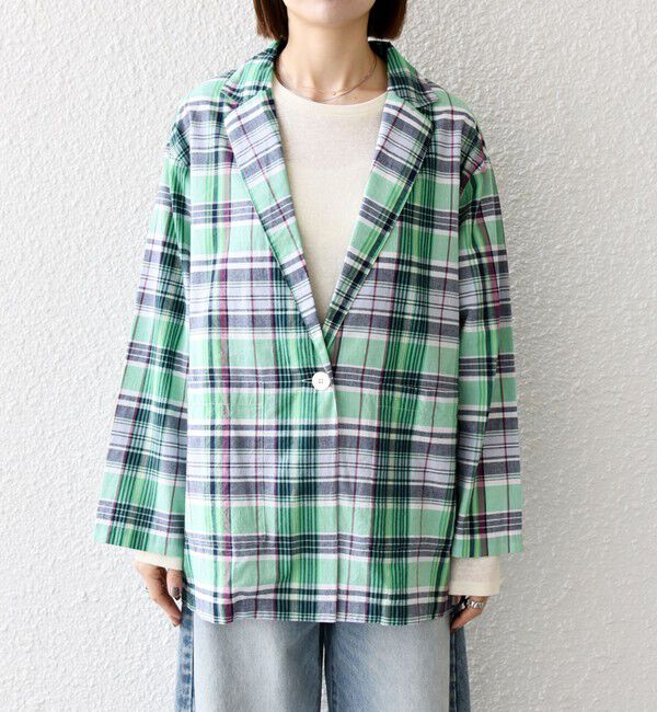 SHIPS any「SHIPS any:〈洗濯機可能〉マドラス チェック テーラード シャツ ジャケット」|テーラードジャケット|