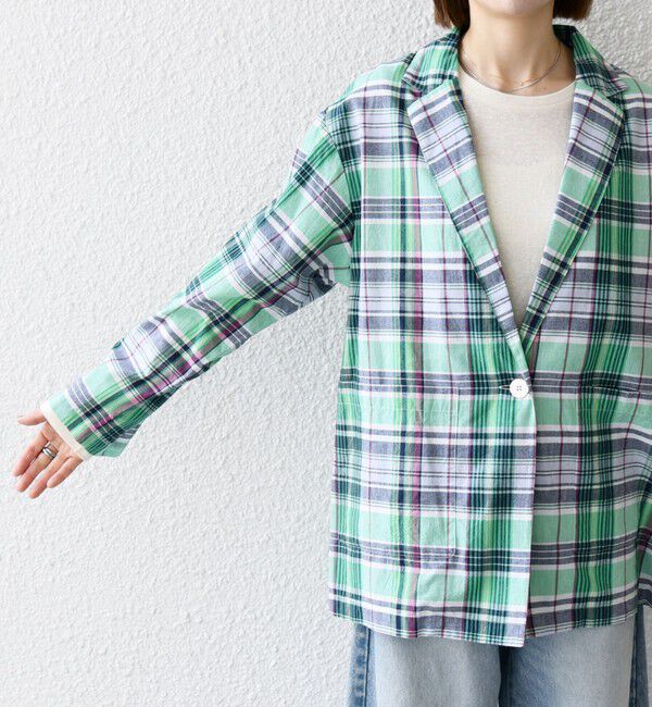 SHIPS any「SHIPS any:〈洗濯機可能〉マドラス チェック テーラード シャツ ジャケット」|テーラードジャケット|