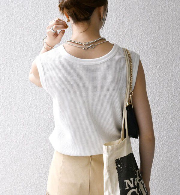 SHIPS any「SHIPS any:〈洗濯機可能〉ワッフル ヘンリーネック 2WAY ノースリーブ TEE」|タンクトップ|