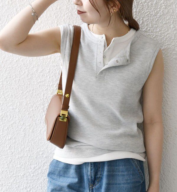 SHIPS any「SHIPS any:〈洗濯機可能〉ワッフル ヘンリーネック 2WAY ノースリーブ TEE」|タンクトップ|